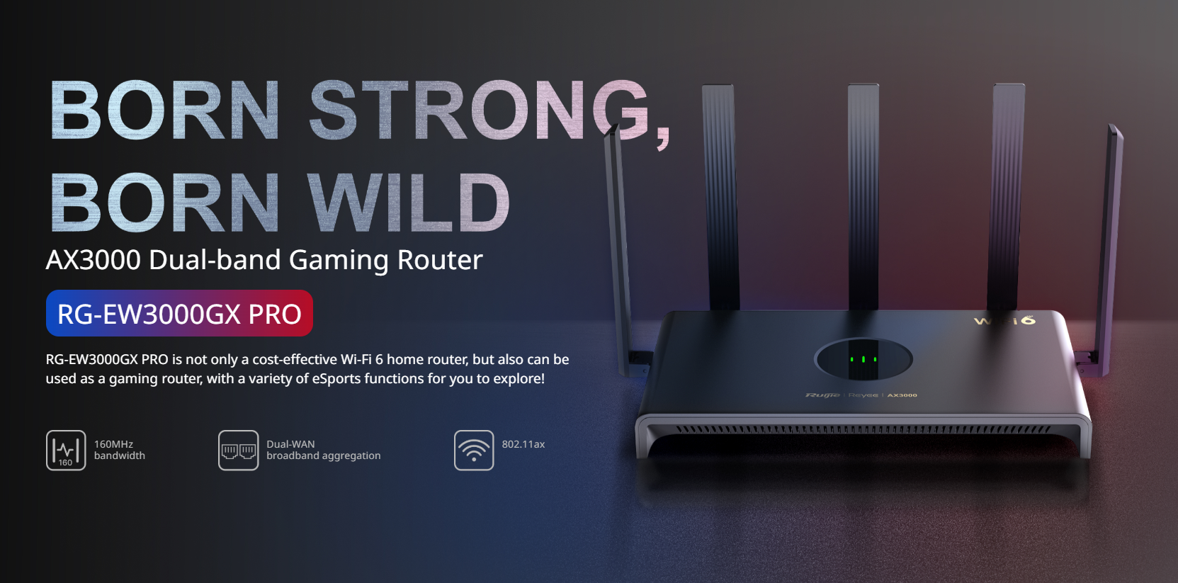 RG-EW3000GX PRO 3000M Wi-Fi 6 Dual-band Gigabit Gaming Router
